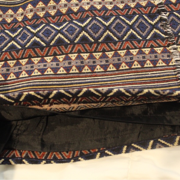 Cato Mini Skirt Sz 12 EUC Fringe Tapestry Native Print Woven - Picture 9 of 11